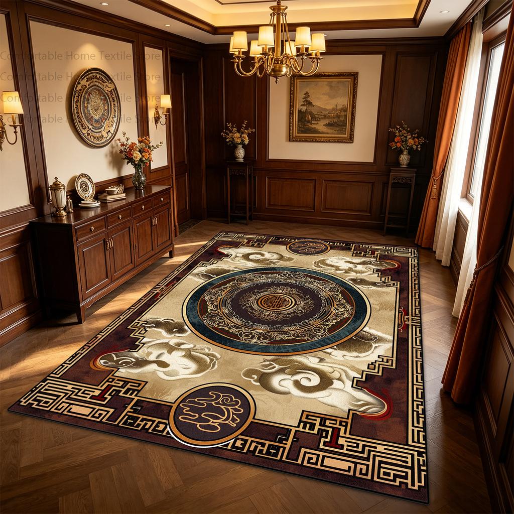 Oriental Retro Classical large Size Living Room Carpet Non-slip Soft Short Velvet Lounge Rug Washable Foldable Coffee Tables Mat