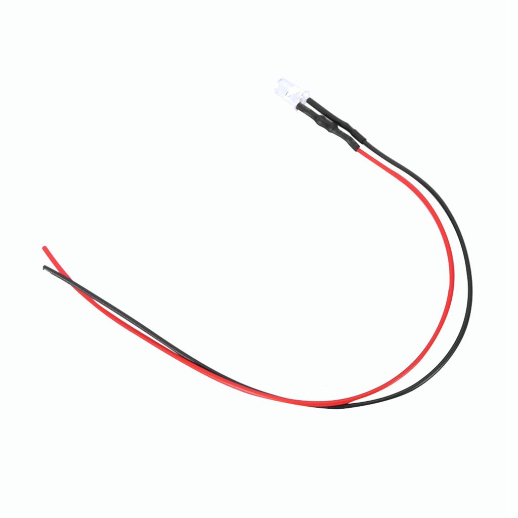 10 Stück 12V 5mm LED Leuchtdiode Verdrahtet Mehrfarbiges LED Lichtkabel 20cm 0.06W(Weiß)