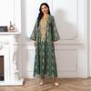 AB293 2023 Plus Size Sequin Embroidered Floral Evening Gown for Muslim Women