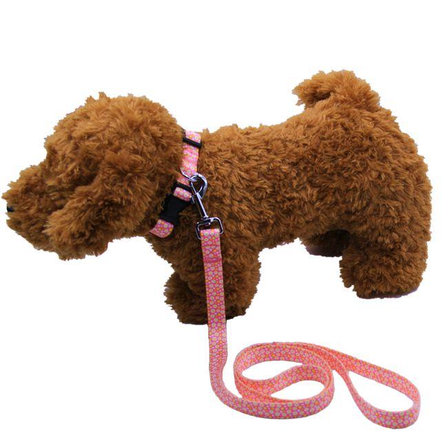Hot Selling Custom Logo Pet Trainer Collar Leash High Quality Polyester with Fashion Print Ribbons Factory Wholesale Dog Safety (Pink,L) розовый