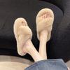 Fairy Wind Plush Cross Cotton Slippers Female Large Size Outer Wear 2025 New Spring and Autumn Home Use Non-slip Word Hair