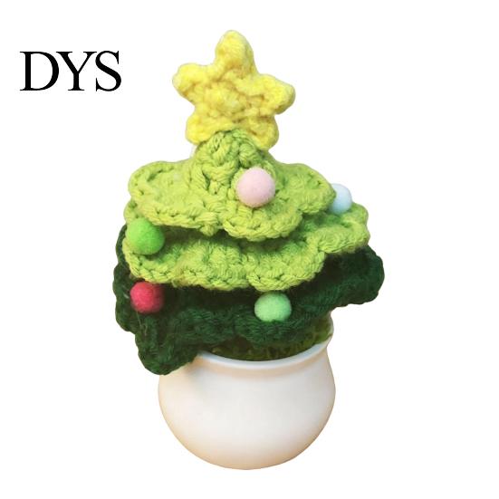 Handcrafted Holiday Desktop Ornaments Hand Crochet Potted Christmas Tree, Creative Knitted Plant Mini Handmade Wool Decorations Cute Home Decorations,