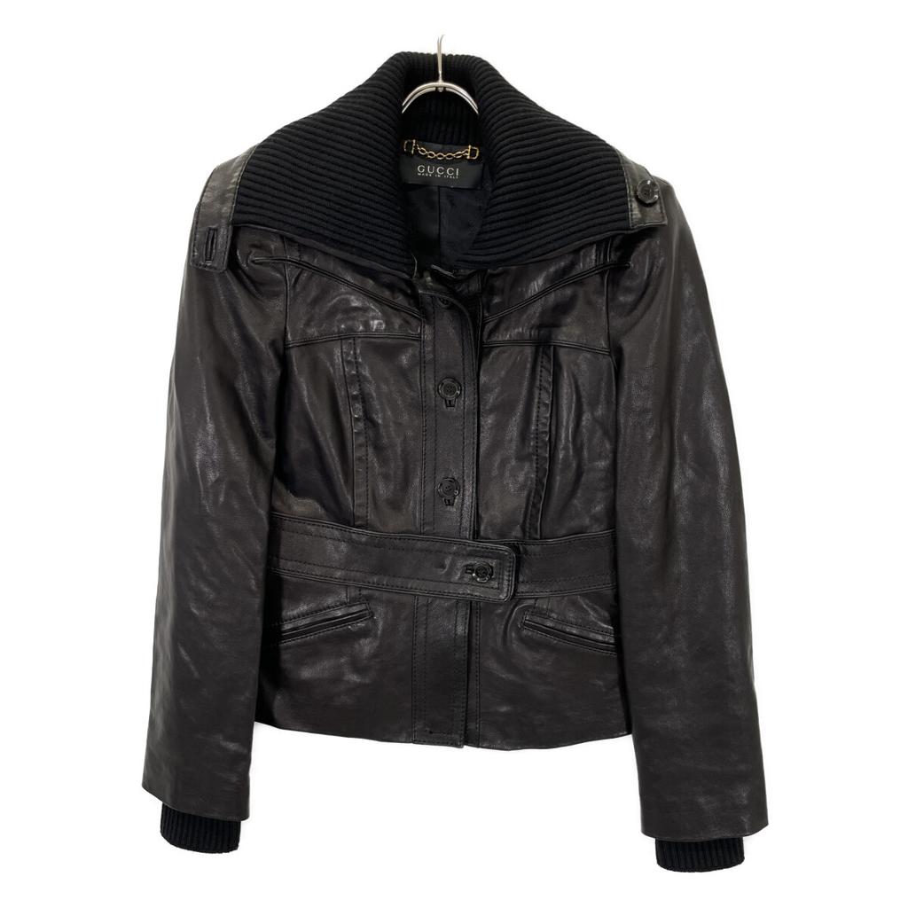 Gucci Tom Fort Periode 186592 XM587 Schwarze Gerippte Lammleder Knopfjacke Jacke 36 schwarzGebraucht