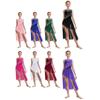 Lyrisches Tanzkleid für Mädchen: Funkelnde Strasssteine auf Spitzen-Patchwork & Raffinierte Netz-Überlagerung mit elegantem asymmetrischem Saum