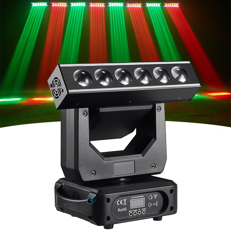 Stage Light 6x20W LED RGBW Beam Moving Head Light Disco DJ Effect Lighting DMX512 For Party Concerts Club Theaters