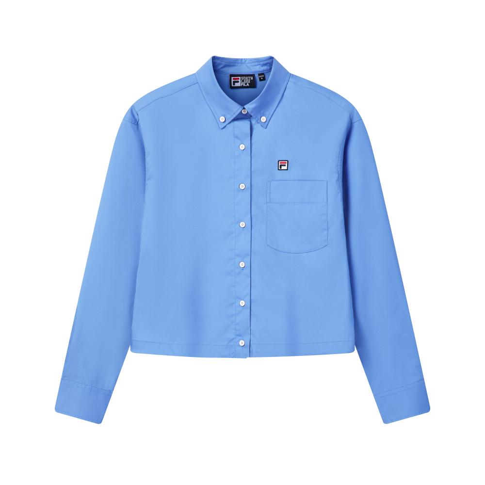 

FILA Heritage Simple Solid Color Versatile Shirt Women tops Simp-Blue F11W628419FBU XL
