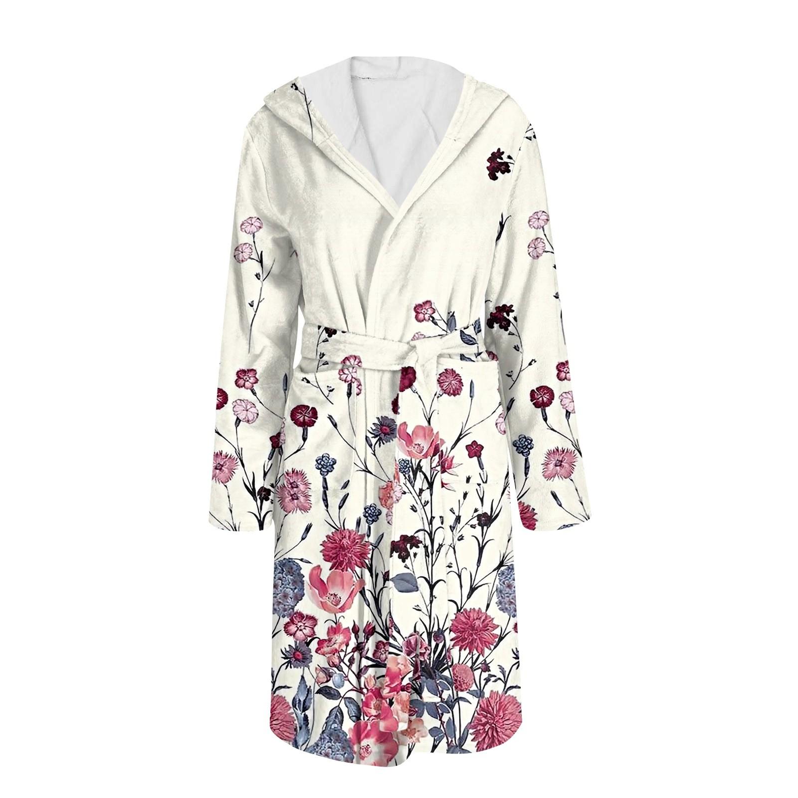 

Халат для мужчин и женщин, фланелевый халат с принтом, впитывающая быстросохнущая хлопковая ночная рубашка XL бежевый