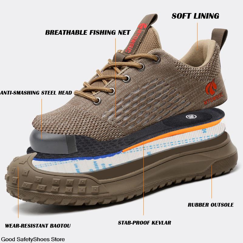 Lightweight Work Shoes Men Anti-Smash Breathable Work Sneakers Men Sport Safety Shoes With Steel Toe Safety Boots Footwear Male
