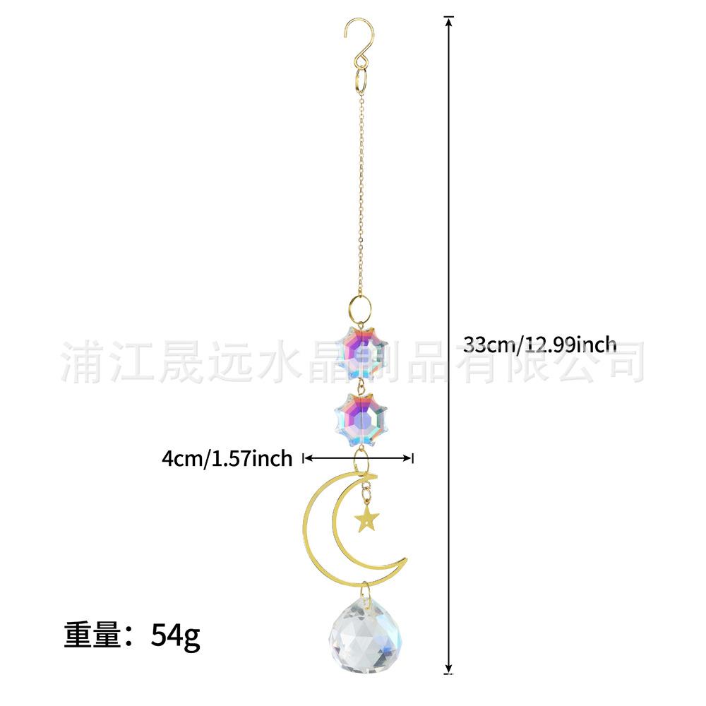 Dreamcatcher Design Crystal Sun Catcher AB Iridescent Moon Star Hanging Suncatcher for Home Rainbow Maker Window Garden Decors