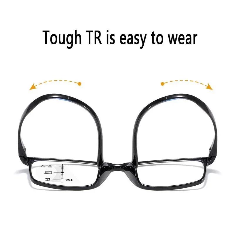 Far Near Dual Use Reading Glasses Progressive Multifocus Anti Blue Light Eyewear Zoom Eye Protection Bifocal Far Sight Glasses