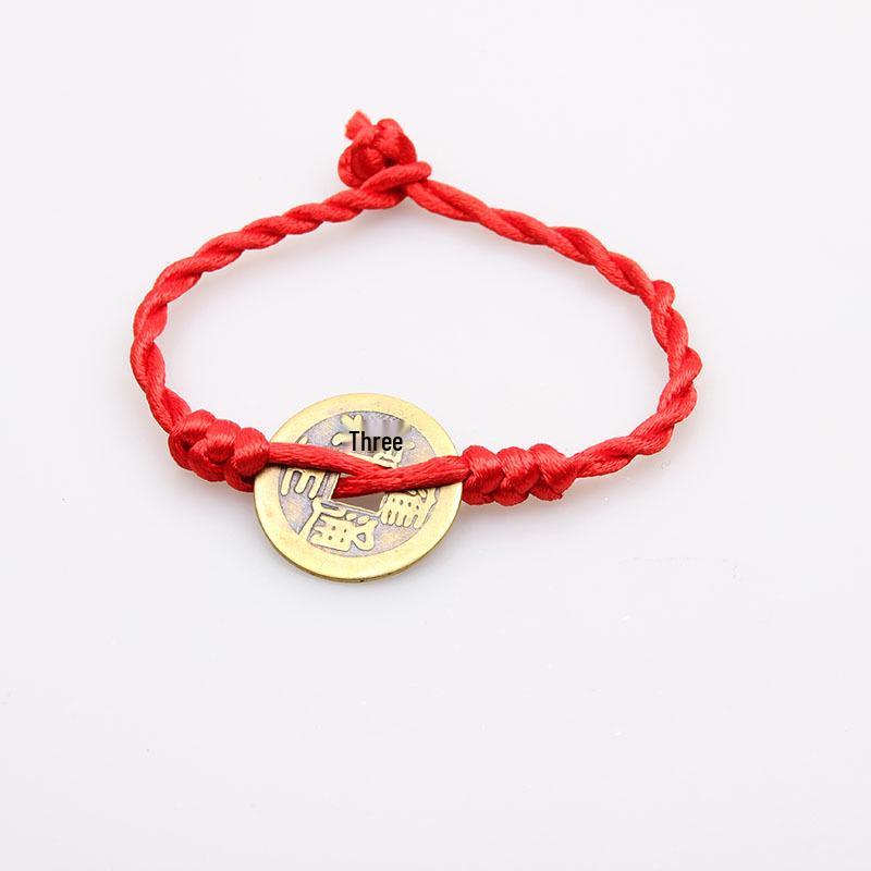 

Плетеный браслет из красного шнура с золотыми бусинами для мужчин и женщин - Ювелирное украшение на счастливый год Бэньмин