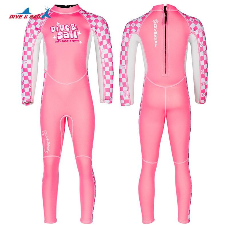 DIVESAIL Kids Girls 2.5mm Neoprene Full Wetsuit Snorkeling Diving Surfing Warm Water Sports Protection