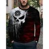 Tricou bărbătesc cu imprimeu dungi 3D, cu mânecă lungă, confortabil, respirabil și versatil