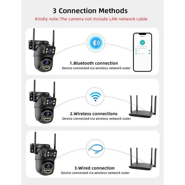 ICSEE 8MP 4K Dual Lens WIFI Surveillance Camera Smart Home PTZ 360 Wireless Outdoor HD Video Security IP Cameras CCTV Waterproof