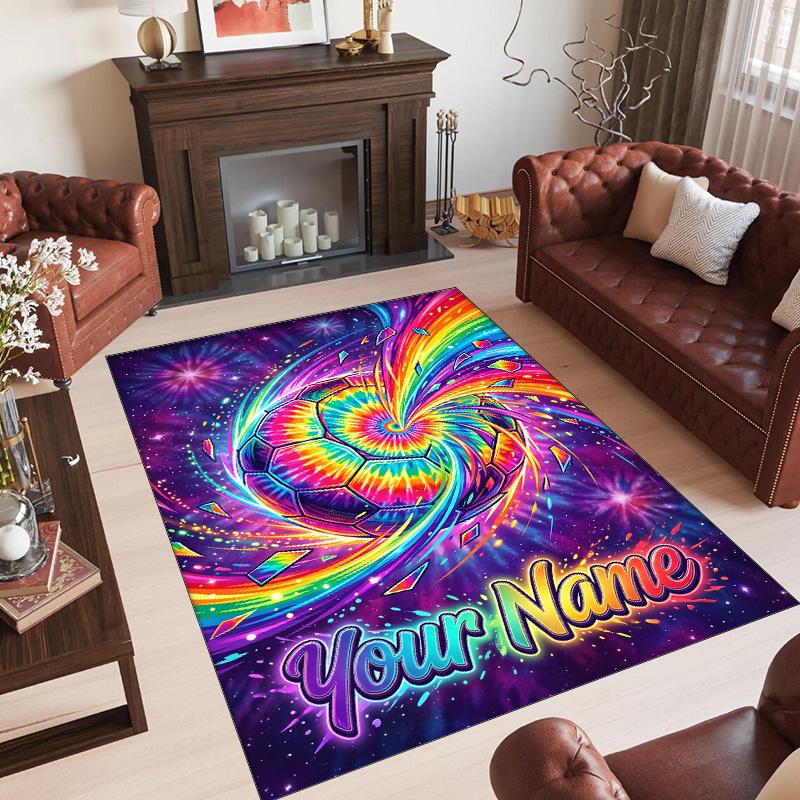 Decorative Artwork Theme Crystal Velvet Rug Personalized Custom Name Text Soft Floor Mat Home Decor