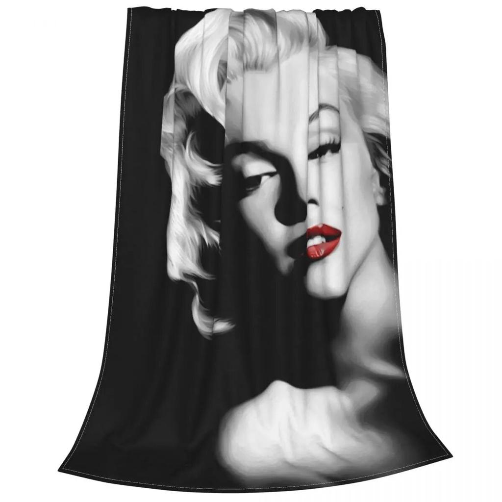 Marilyn Monroe Tepper Flanell Tekstil Dekor Pustende Supervarme Kastetepper for Sengetøy Sofa Plysj Tynt Dyne