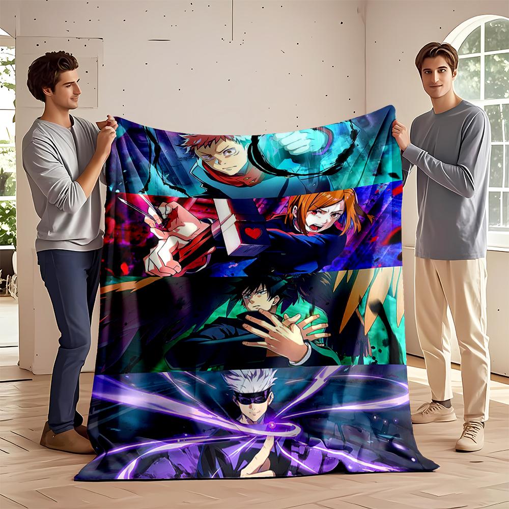 "Anime Heroes on Colorful Dynamic Backgrounds Flannel blanket for bedroom, living room, sofa, and nap sofas"