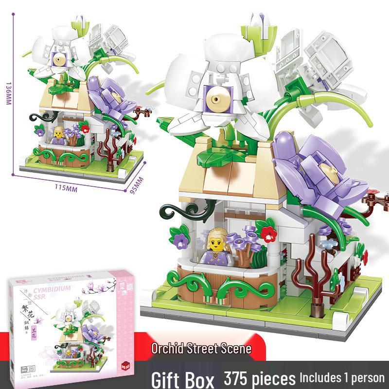 Rose Narcissus Mini Street Scene Model Building Blocks Toy