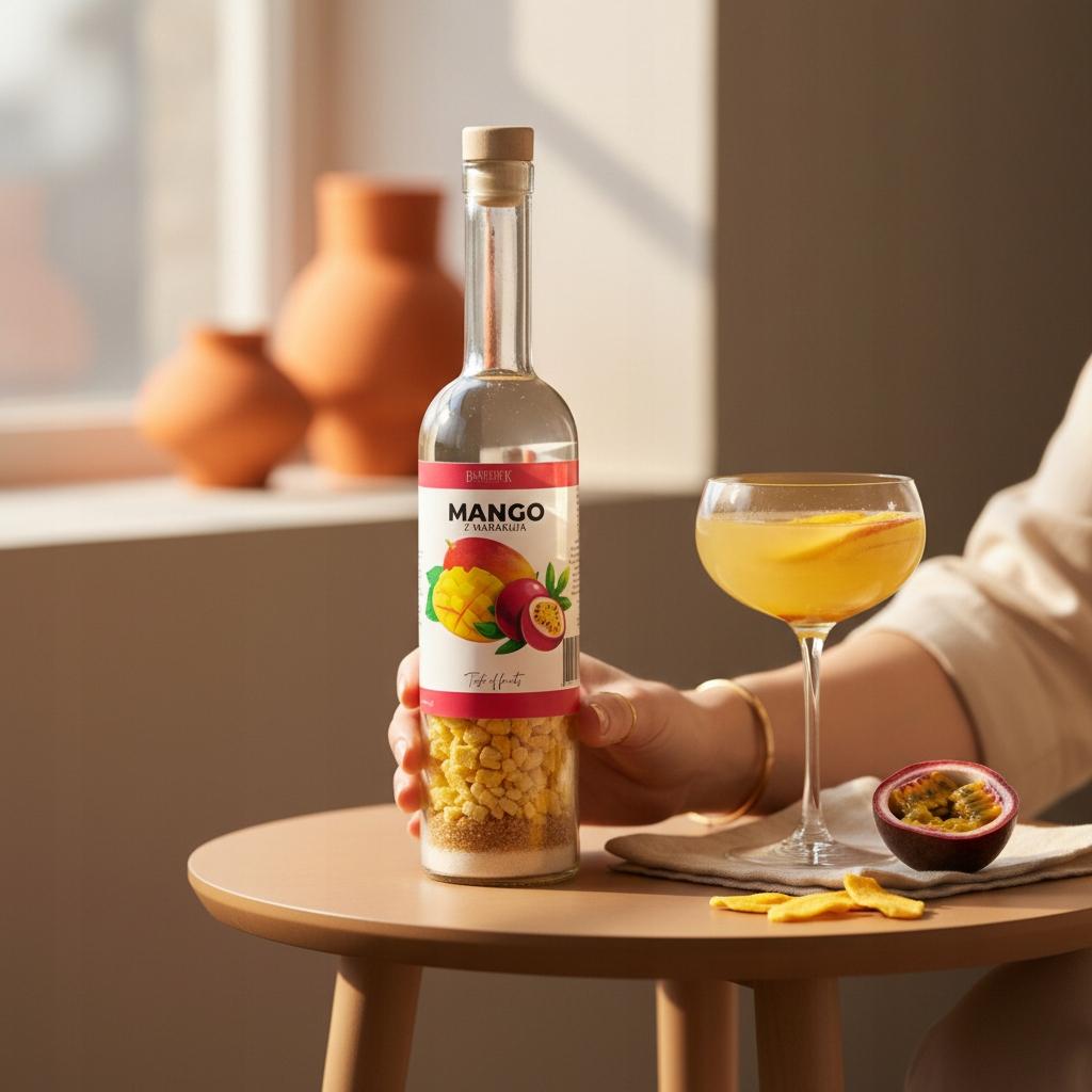 500ml bottle with fruit OWN MANGO AND PASSION FRUIT LIQUEUR - DIY