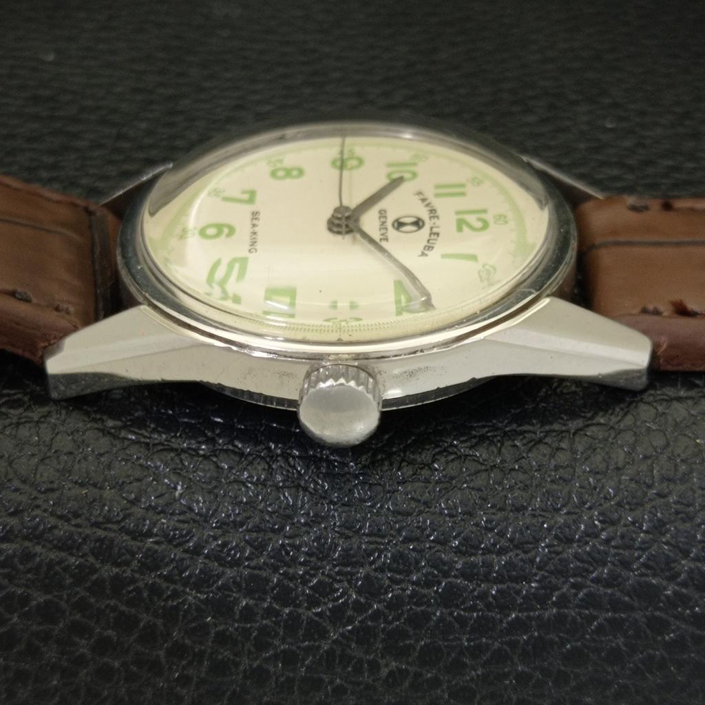 VINTAGE FAVRE LEUBA SEA KING HAND-WINDING SWISS MENS SIGN CASE WATCH A702028-5 R208-a702028
