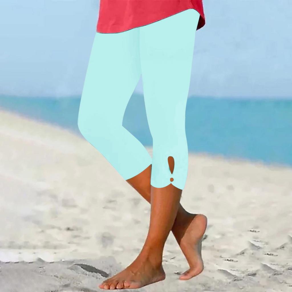 Women's High Waist Yoga Pants Summer Hollow Out Comfortable Stretch Tight Pants Workout Compression Capried Pants