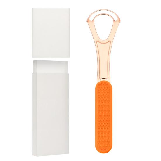 Stainless Steel Double Layer Tongue Scraper High Strength Semi-circle Flexible Tongue Brush with Non-slip Handle for Thorough Cleaning