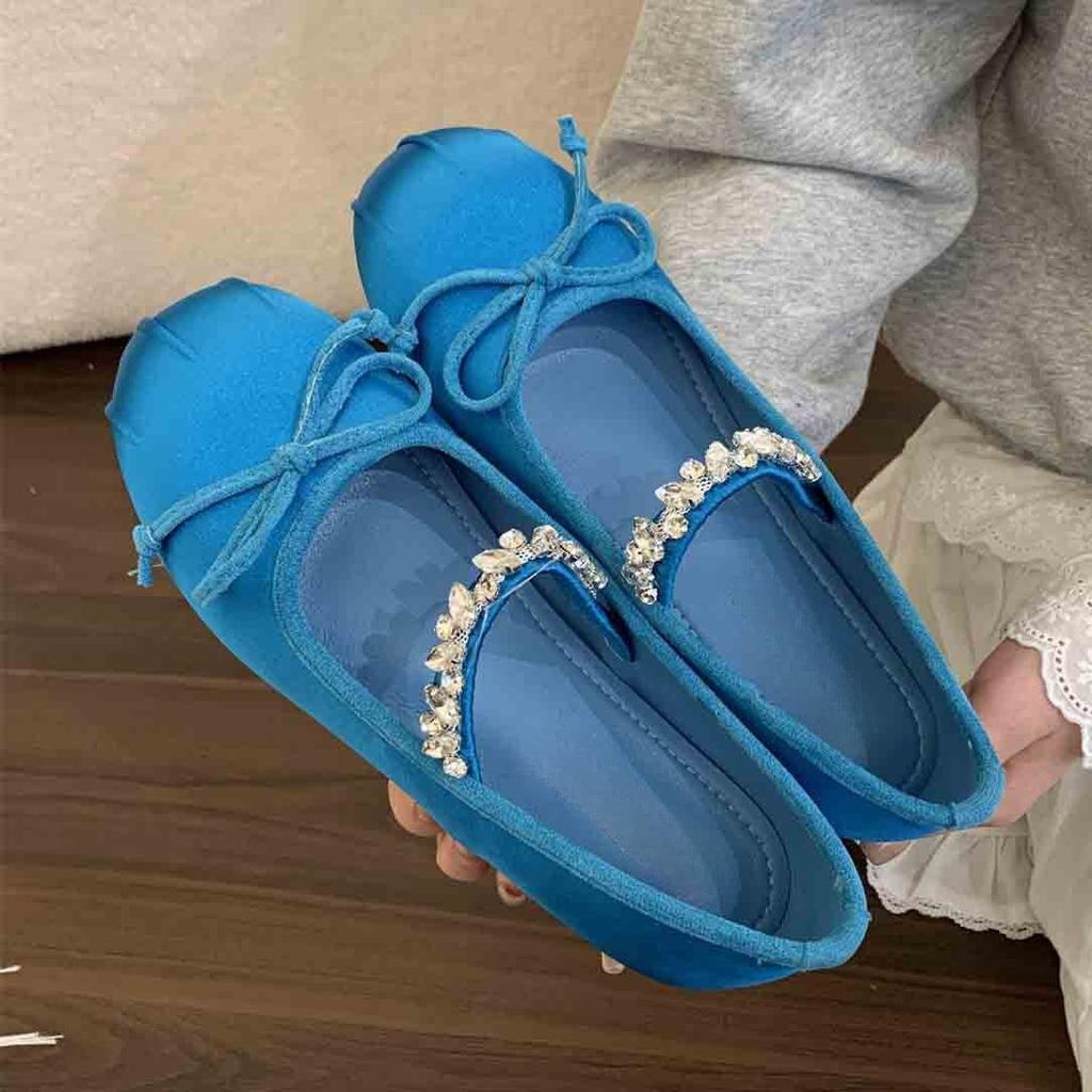 Inner Height Increase Small Satin Single Shoes Women's 2025 New Spring and Autumn French Retro Ballet Style Thick-soled Mary Jane Shoes
