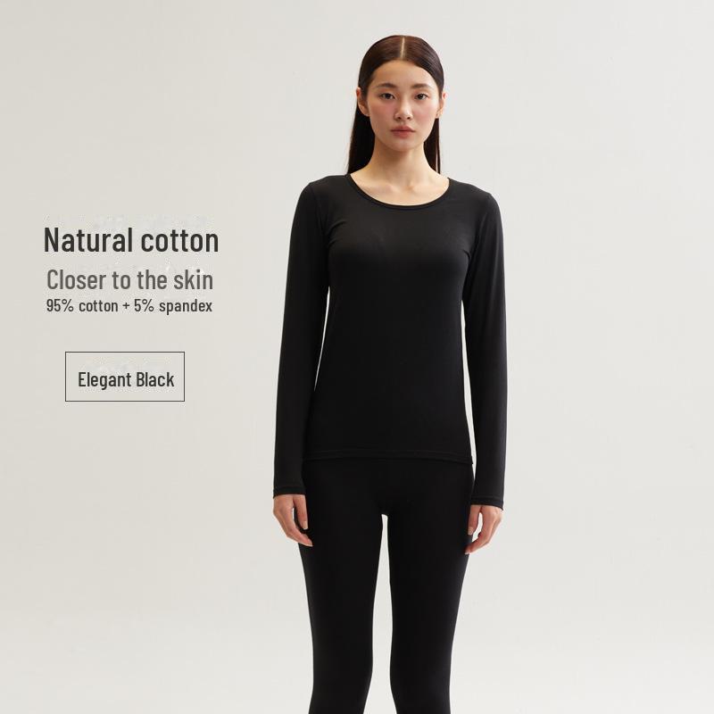 Men's and Women's Skin-Friendly Thermal Underwear Suit - Pure Cotton, Solid Color, Thin Design, Antibacterial, Large Sizes, Autumn/Winter Wear