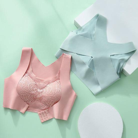 Women Traceless Bra with Chest Pad No Steel Ring Underwear Non-slip Adjustable Wide Strap Back Posture Adjustment Vest Style Bra