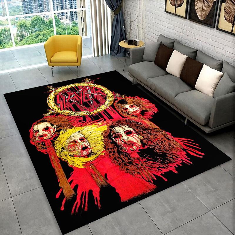 

Retro Slayer Heavy Metal Rcck Band Sign Carpet Rug for Bedroom Living Room Sofa Doormat Home Decor,Kid Game Area Rug Non-slip 40x60cm