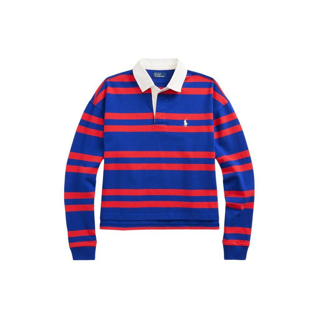 

Polo Ralph Lauren SS24 Полосатая футболка поло свободного кроя с коротким рукавом Женские топы Королевско-синий WMPOKNIN1J20021-400 S
