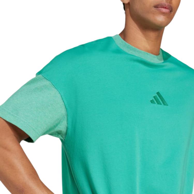 Adidas All Season Sportswear Comfortable Patchwork Loose Short Sleeve T-Shirt Men Tops Half-Court-Green JJ3676