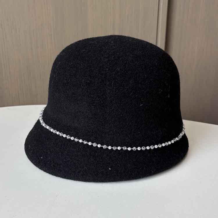 Высококачественная шерстяная вязаная шапка для женщин, сезонная, простая, однотонная, вязаная шапка-ведро, теплая шапка-ведро для улицы One size fits all чёрный