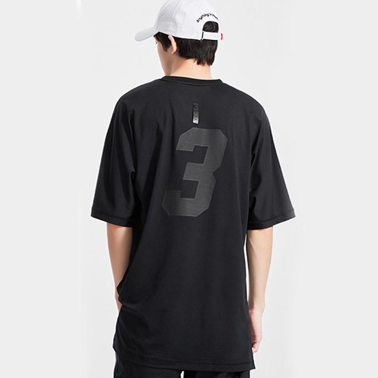 Li-Ning Wade Series Alphabet Print Crew Neck Short Sleeve T-Shirt Men Tops Black ATSQ089-1