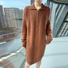 Women's French-Style Loose Mink Velvet Sweater Dress - Mid-Length, Thickened Cashmere Knit for Autumn/Winter