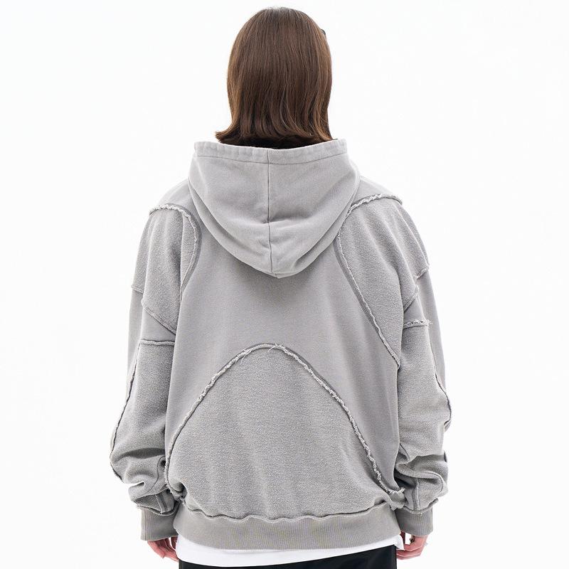 Lan Hai Men's Hooded Sweatshirt | 2025 Autumn/Winter Collection | Trendy Reverse Stitch Design | Solid Color | High Street Style