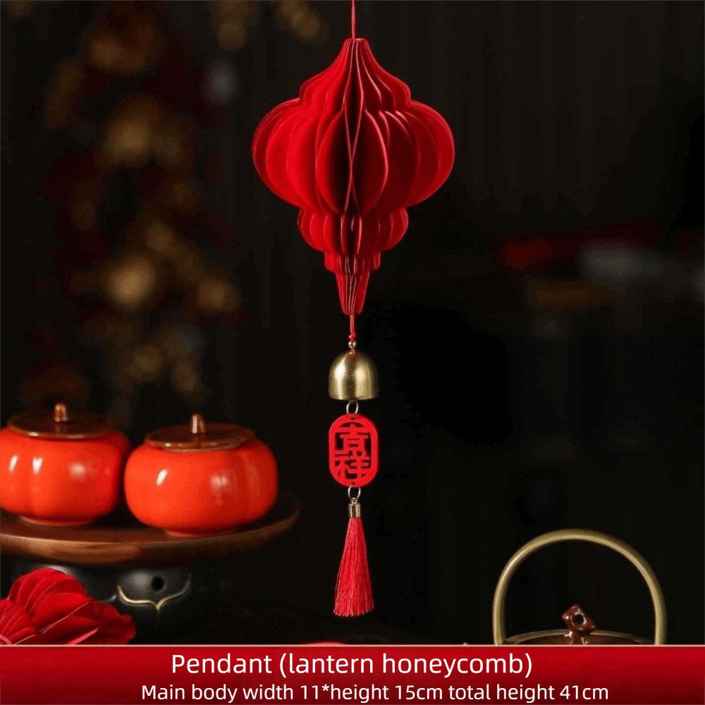 Paper New Year Decorations Red Honeycomb Paper Honeycomb Lantern 2026 Hanging Pendant Patio Decor