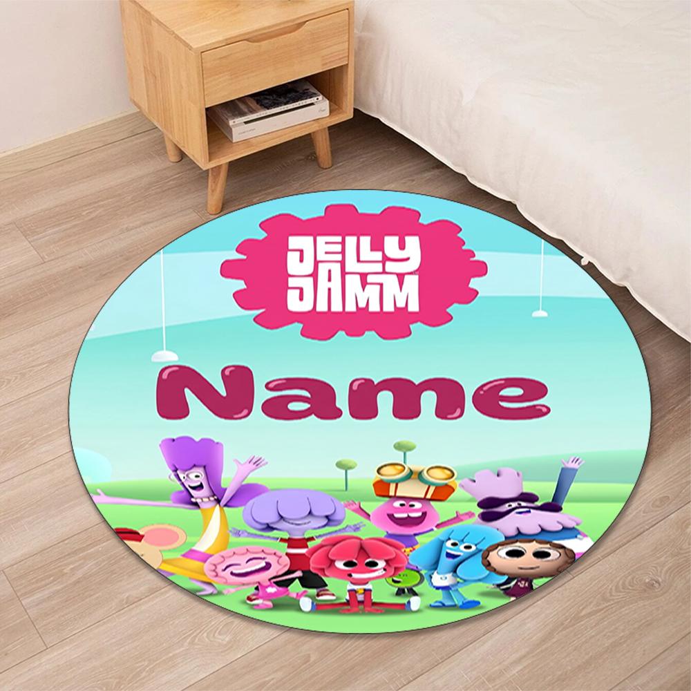 Custom Name Jelly Jamm Printed Round Rug Carpet Chair Rug Area Rug Entryway Doormats,for Office Chair Living Room Bedroom Kitchen Room.
