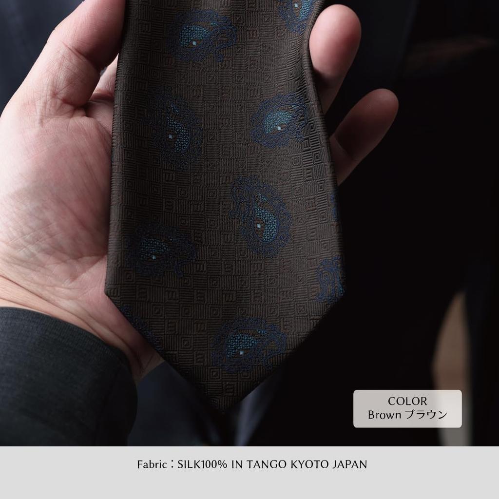 [Y&TAILOR] Necktie, Kyoto-made, Tango-made, Large Pattern, Square, Small Pattern, Paisley Weave Series, 100% Silk, High-Quality, Made in Japan,