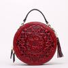 Summer Style Women's Shoulder Bag with Artistic Style, Leather Crossbody Shoulder Bag, Cowhide Small Round Bag