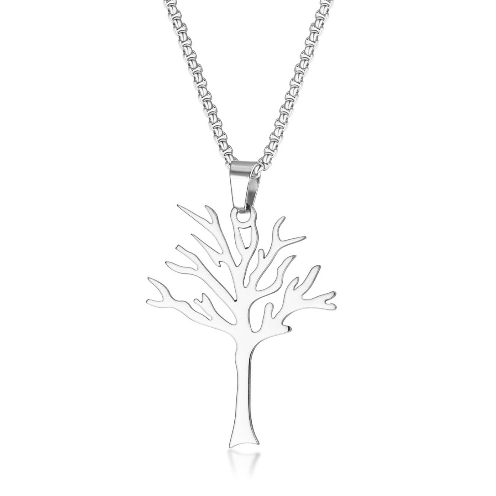 

Simple Tree of Life Pendant Necklace Stainless Steel Jewelry Birthday Gift for Women Men