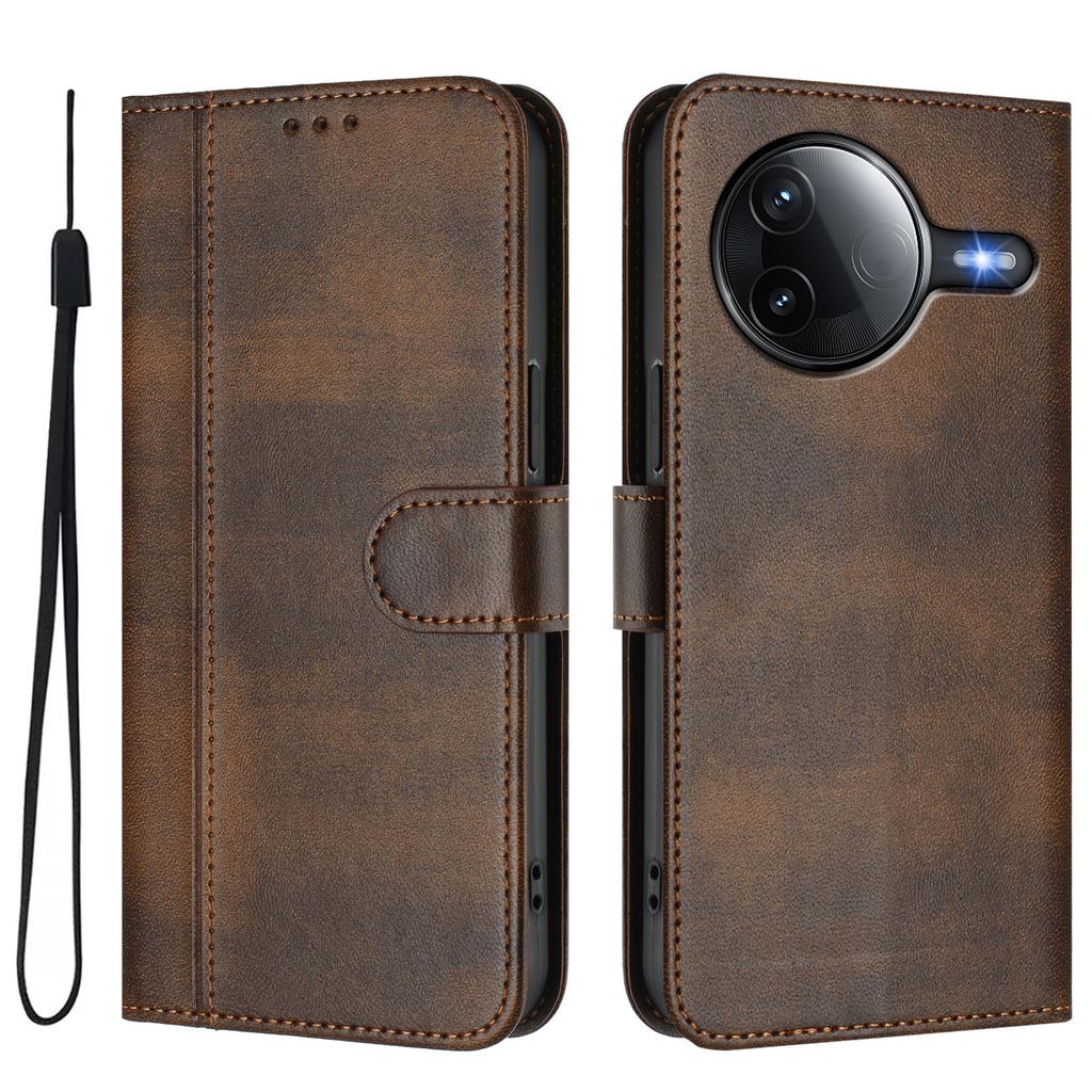 Pour Xiaomi Redmi K80 5G/Xiaomi Redmi K80 Pro 5G/Xiaomi Poco F7 Ultra 5G Étuis Portefeuille Support Texture Rétro Cuir Housse de Téléphone avec Lanière