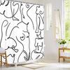 Nude Adults Shower Curtain, Black and White Abstract Line Minimalist Nordic Style Modern Shower Curtain Sets, Boho Retro Simple