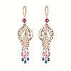 1pc Vivid Lucky Bird Golden Multicolor Synthetic Synthetic Zirconia Pendant Long Tassel Party Drop Earrings for Women Dancing Jewelry