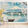 Mount Fuji Sailing Ship Digital printing polyester wall hanging tapestry decorative Living room bedrooms Office background gift
