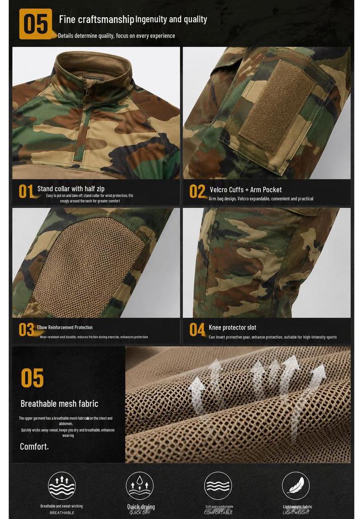 Men's Camouflage G4 Knit Frog Suit Long Sleeve Set for Outdoor Training