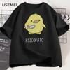 Psicopato T-Shirt Unisex Unisex Süße Ente mit Messer T-Shirt Lässig Kurzarm Baumwolle Bedruckt Rundhals T-Shirt Streetwear Locker