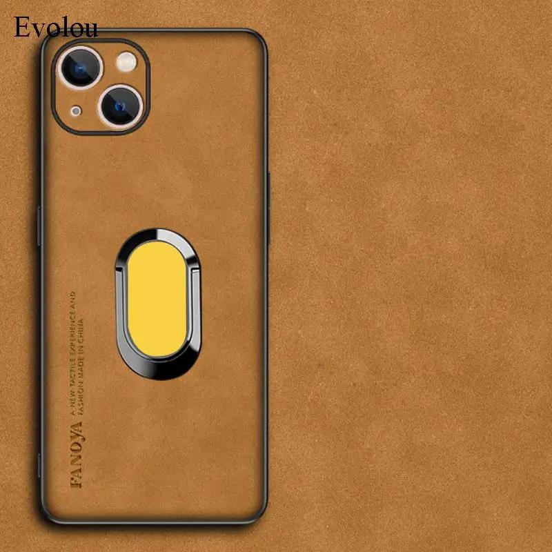 Magnetic Ring Stand Holder Case For Honor 400 Pro Soft Silicon Sheepskin Leather Lens Protection Cover For Honor 400 Lite 5G