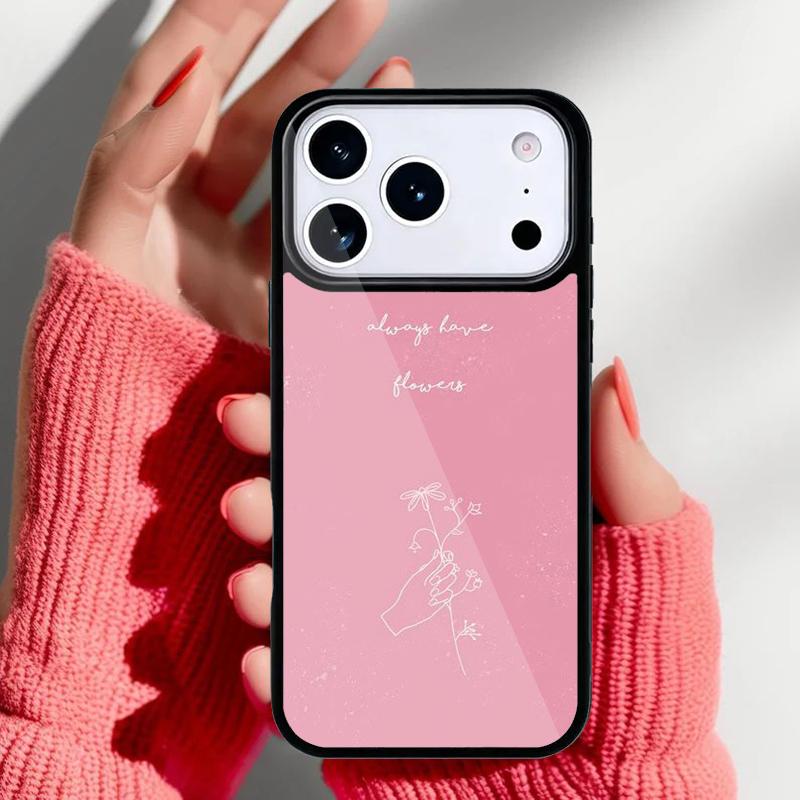 Pink Glitch Flower Aesthetic Phone Case for iPhone 17 Air 16e 15 14 13 Pro Max Back Cover for 12 11 Pro Coque