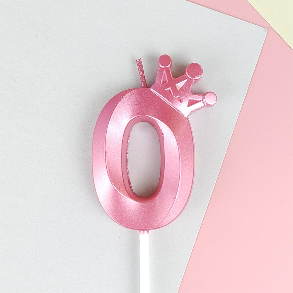 Pink Macaron Candy Color 0-9 Birthday Party Cake Decoration Baking Plug-in Creative Age Digital Candle